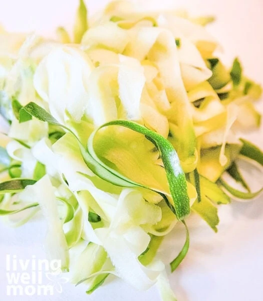 Zucchini noodles made with a veggie peeler