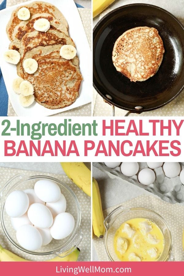 2 ingredient healthy banana pancakes pinterest collage