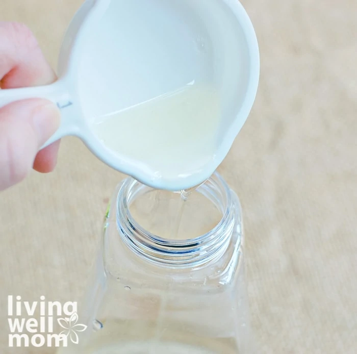 adding glycerin to a soap bottle