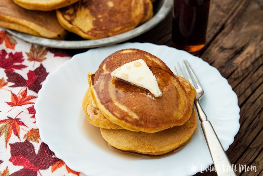 A plate of pancakes on a table