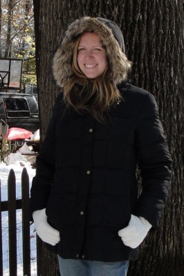 woman wearing black winter coat with fuzzy hood