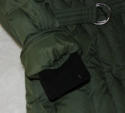 sleeve of green winter coat