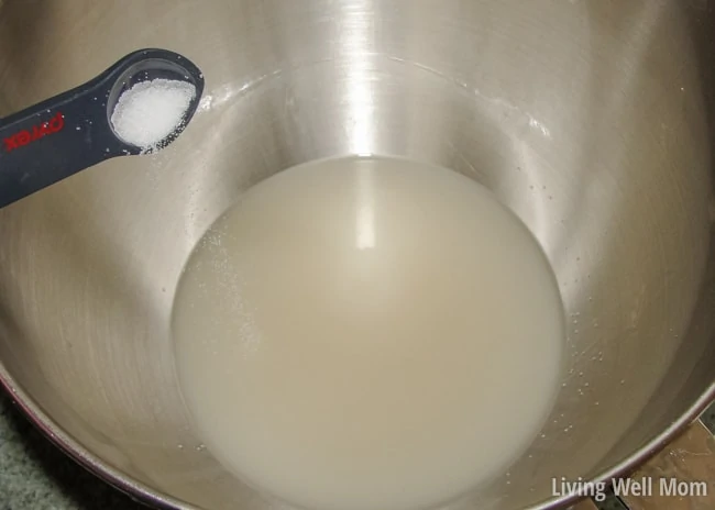 mixture with salt being poured into it 