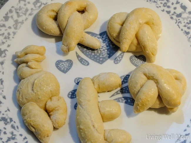soft pretzel dough in shapes on a plate