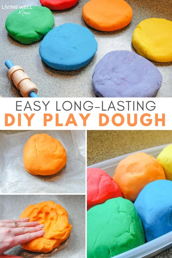 This contains an image of: The Easiest Homemade Playdough Recipe {Lasts for Months!}