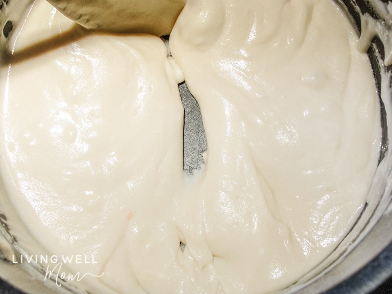 Smooth batter being stirred to make DIY playdough.