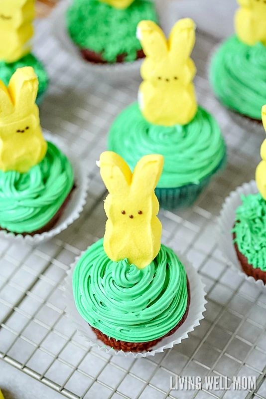 easter bunny cupcakes - making these is one of the best spring activities for kids