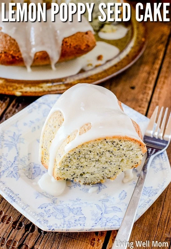 lemon poppy seed cake on a plate