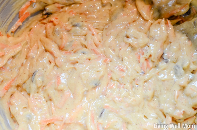thick carrot cake batter with shredded carrots