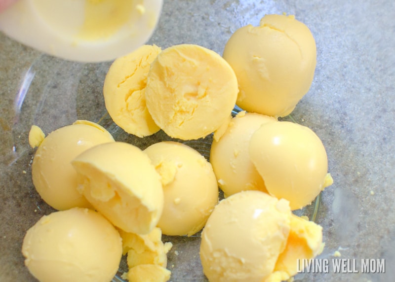 boiled egg yolks in a bowl