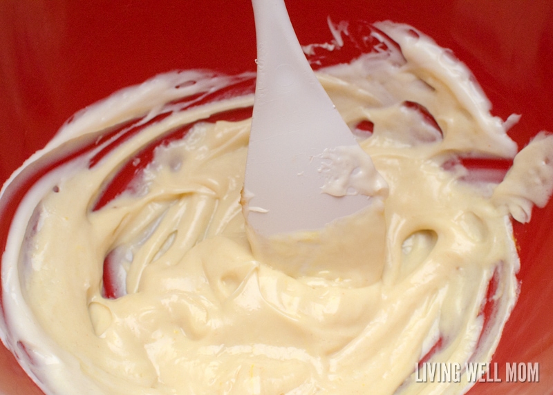 mayonnaise in a red mixing bowl