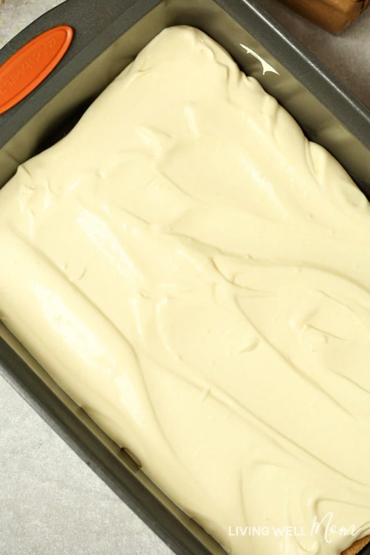 vanilla pudding in a baking pan