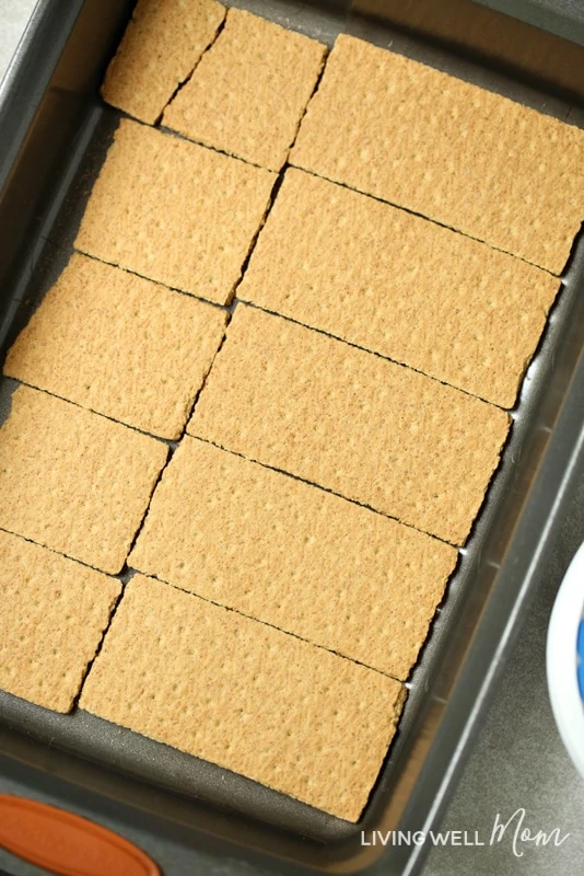 graham crackers laid out in baking pan