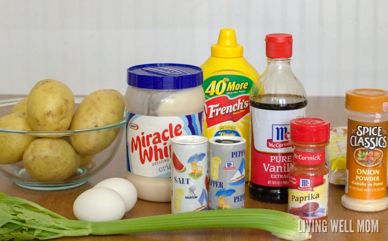 ingredients for homemade potato salad recipe