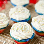 This delightful Patriotic Cupcakes recipe is easy to make and perfectly red-white-and-blue festive for any 4th of July or Memorial Day party! These cupcakes are simple enough that kids can help make them - you don’t have to be an expert baker!