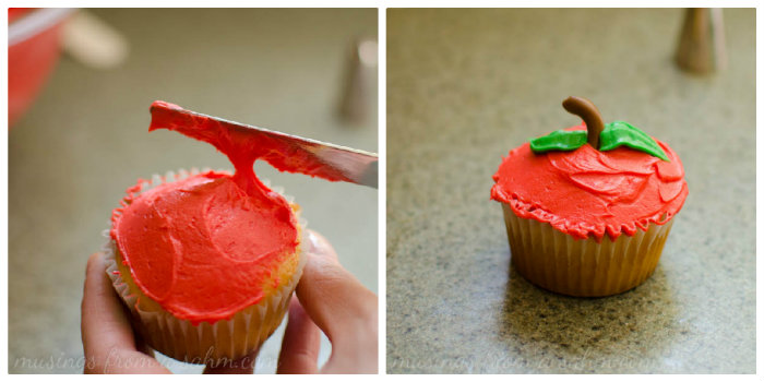 frosting a cupcake 