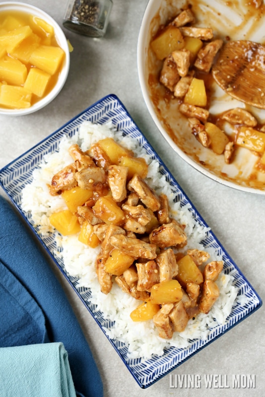 pineapple chicken recipe on a platter