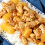 aloha pineapple chicken with rice dinner