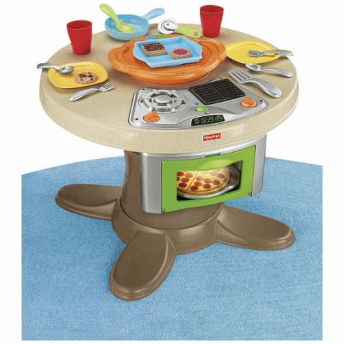 Fisher price fun with food servin surprises kitchen table top oven cover lid 