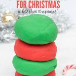 This easy homemade playdough for Christmas takes just 5 minutes and 6 simple ingredients to make! It’s a perfect homemade Christmas gift or stocking stuffer that kids love! Get the easy step-by-step recipe here: