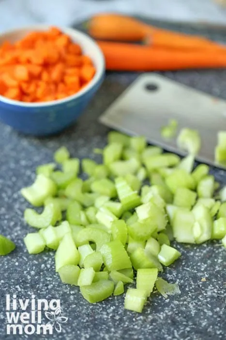 chopped up celery
