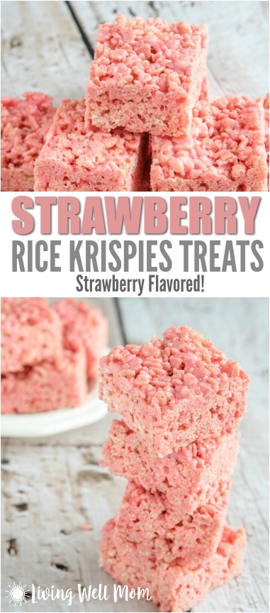 Strawberry Rice Krispie Treats - Valentine's Day Snack - Living Well Mom