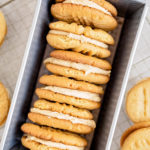 Peanut Butter Sandwich Cookies takes a delicious chewy peanut butter cookie and nestles a creamy peanut butter filling in the middle. If you like peanut butter cookies, you're going to love this easy recipe!