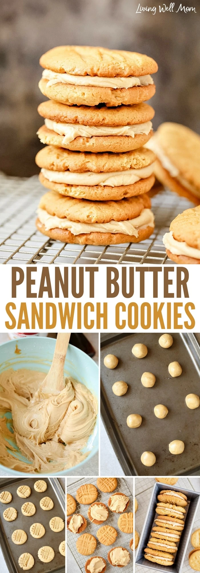 Peanut Butter Sandwich Cookies takes a delicious chewy peanut butter cookie and nestles a creamy peanut butter filling in the middle. If you like peanut butter cookies, you're going to love this easy recipe!