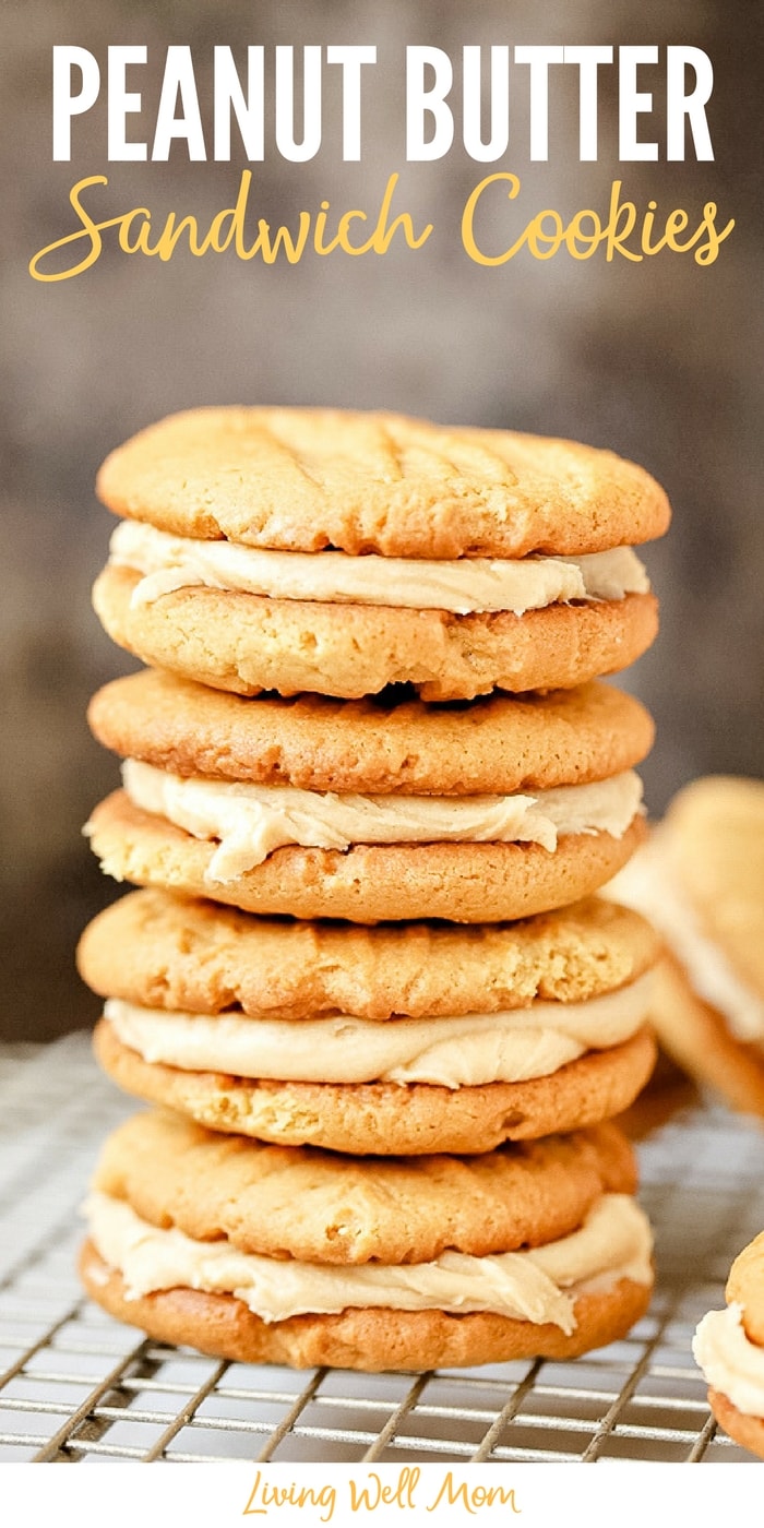 Peanut Butter Sandwich Cookies takes a delicious chewy peanut butter cookie and nestles a creamy peanut butter filling in the middle. If you like peanut butter cookies, you're going to love this easy recipe! 