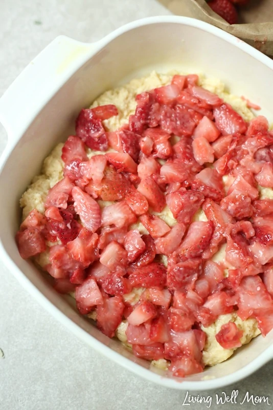 With a burst of sweet strawberry flavor in the center, this Strawberry Coffee Cake is the perfect mid-morning summer snack. And unlike many morning pastries, this recipe isn't too sweet either.