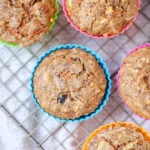 This easy Morning Glory Muffins recipe is chock full of good stuff, like carrots, apples, flaxseed, pecans, coconut, and raisins. It’s perfect as a filling snack for kids or mom too!