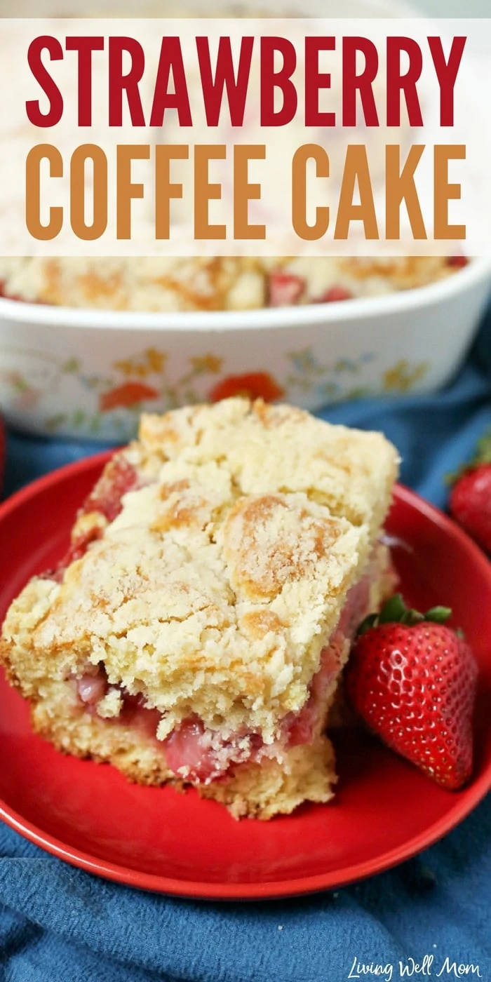 With a burst of sweet strawberry flavor in the center, this Strawberry Coffee Cake is the perfect mid-morning summer snack. And unlike many morning pastries, this recipe isn't too sweet either.