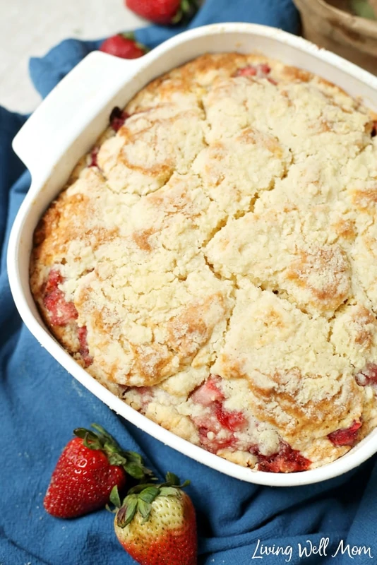 With a burst of sweet strawberry flavor in the center, this Strawberry Coffee Cake is the perfect mid-morning summer snack. And unlike many morning pastries, this recipe isn't too sweet either.