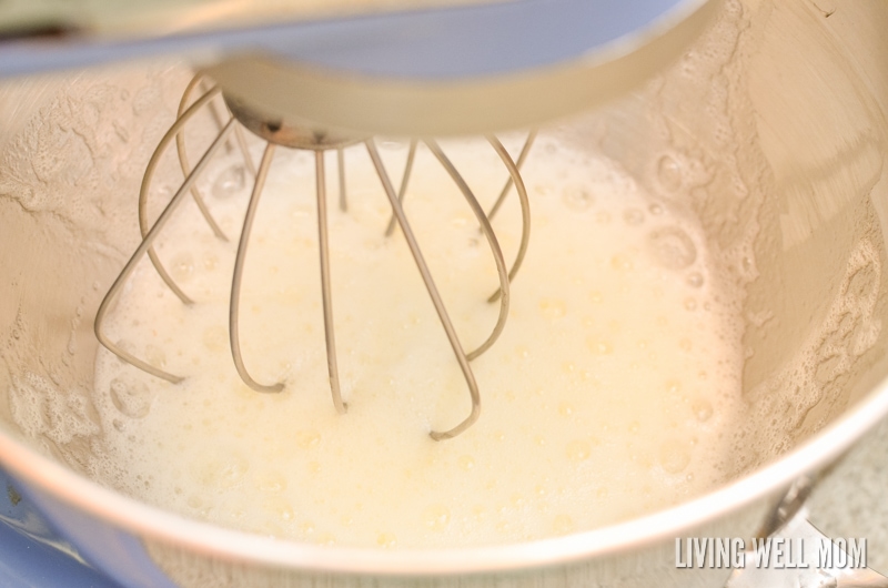 egg whites in a stand mixer bowl
