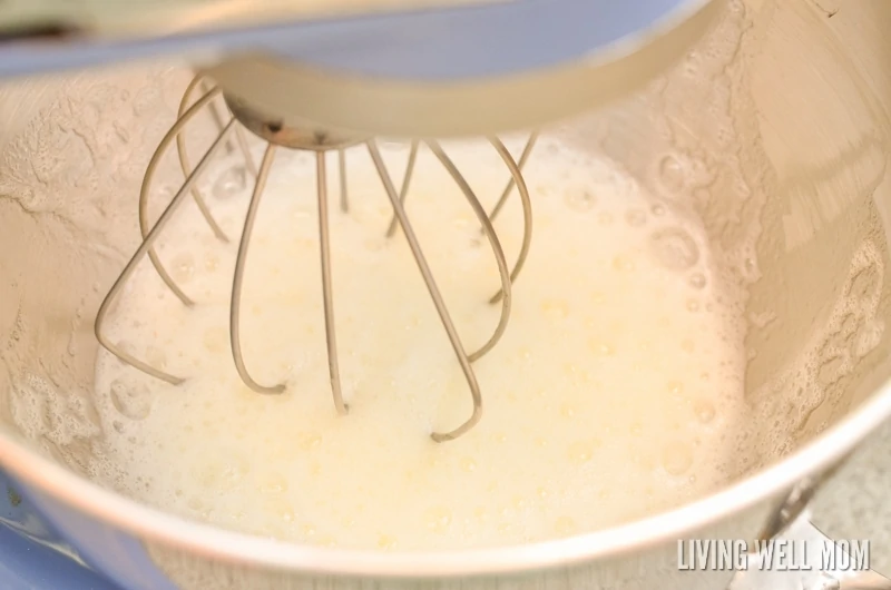 egg whites in a stand mixer bowl