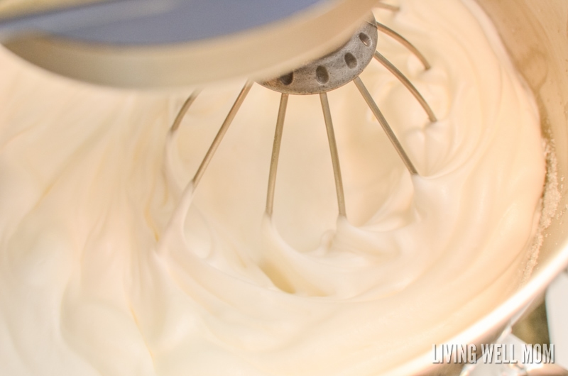 whisking egg whites to make peaks