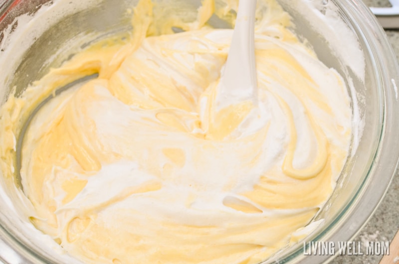 mixing batter for strawberry cream dessert recipe