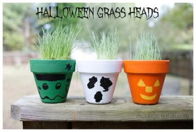 Halloween Grass Heads craft for kids