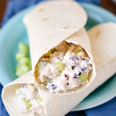 This Cranberry Chicken Salad Wrap recipe has chicken, slivered almonds, celery, and dried cranberries for added flavor. It’s quick and easy to prepare, making it a delicious way to enjoy a healthier, filling lunch!