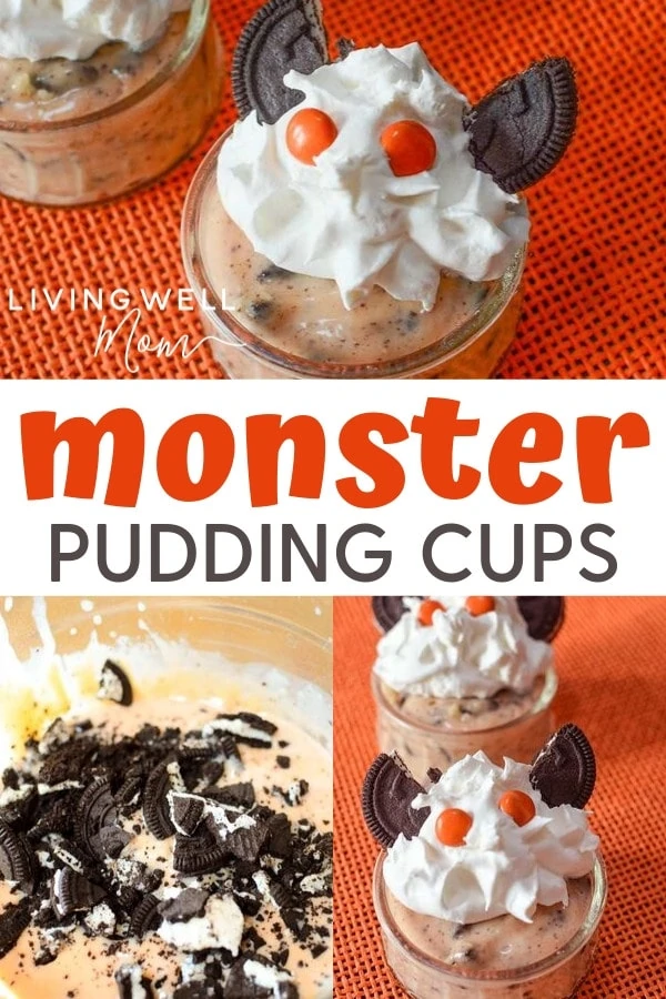 monster halloween pudding cups