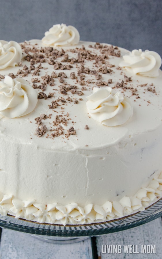 A close-up of Irish cream cake 