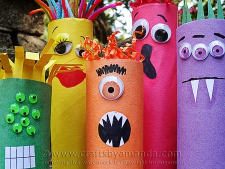 ghouls made out of cardboard tubes