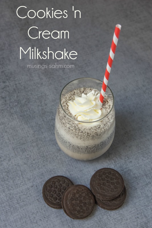 This quick & easy Cookies 'n Cream Milkshake recipe is a favorite family treat, for both the kids and mom and dad!
