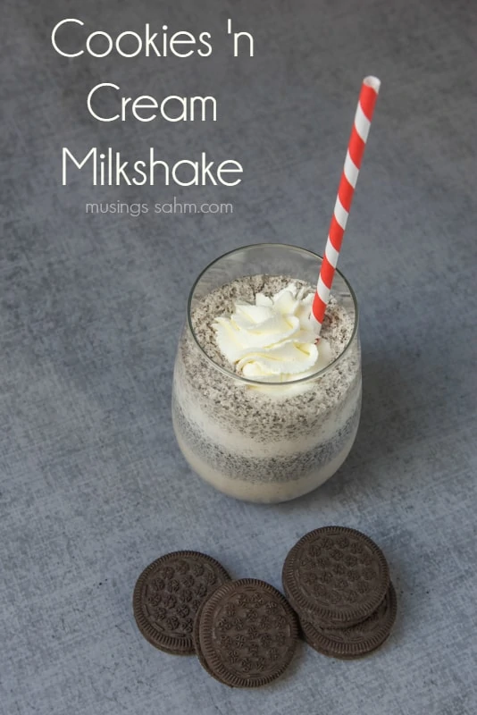 This quick & easy Cookies 'n Cream Milkshake recipe is a favorite family treat, for both the kids and mom and dad!