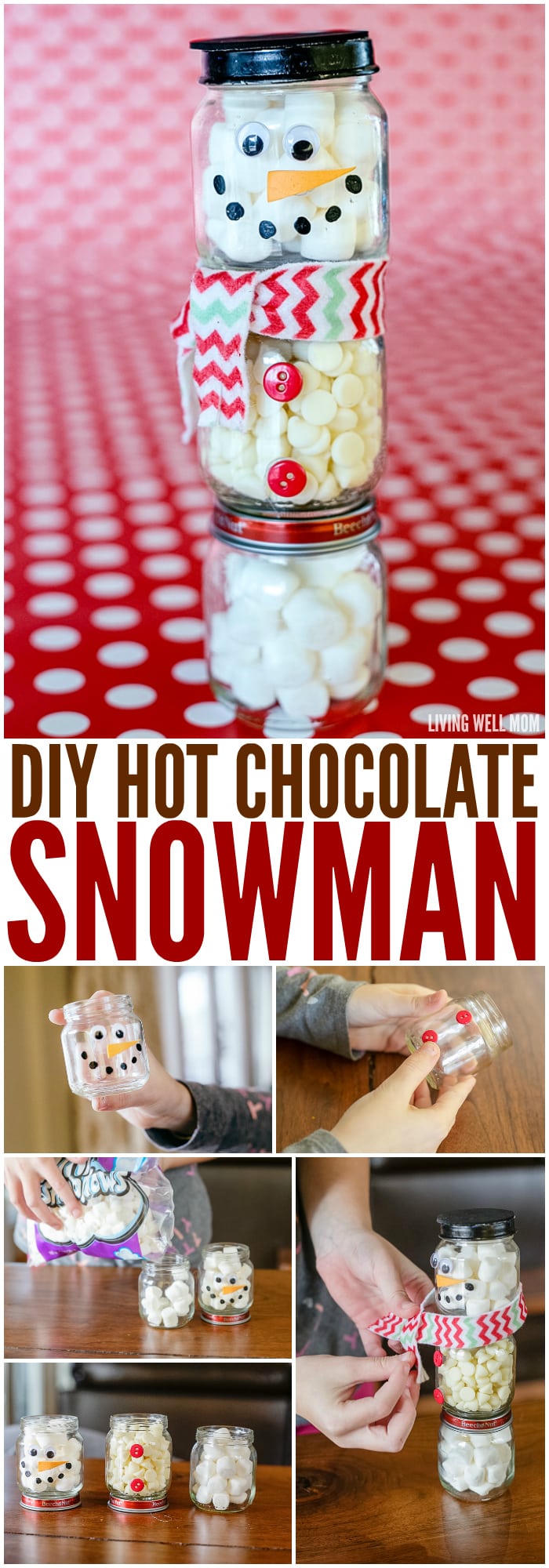 A homemade gift idea that doubles as a fun craft for kids, this DIY Hot Cocoa Snowman is adorable and easy to make too!