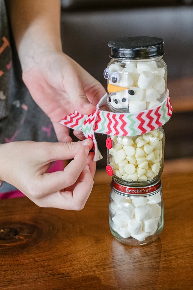 diy snowman jars hot chocolate