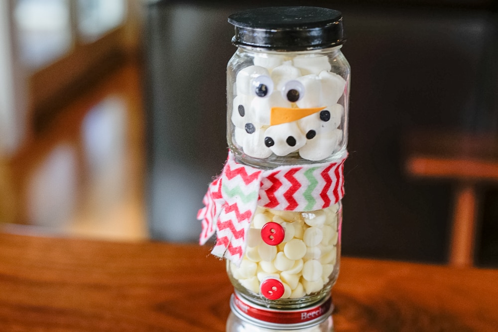 diy snowman jars hot chocolate