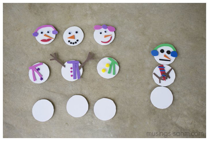 Mix and Match Magnetic Snowman Craft | Kids will love making this adorable craft that they can play with, making endless combinations of fun, pretty, or silly snowmen! 