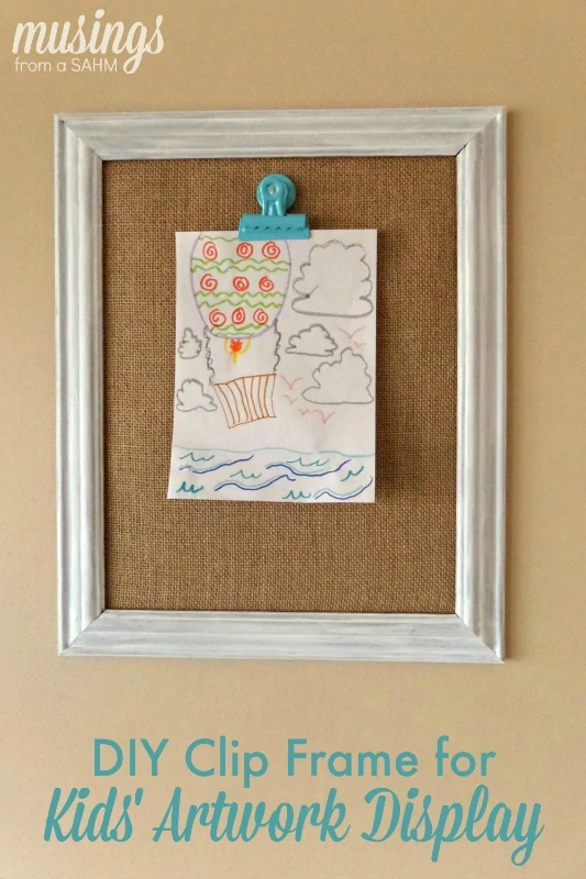 This cute DIY Clip Frame is ideal for easily displaying kids’ artwork. And with a rustic burlap background, this version is a perfect way to include your kids’ work in your home decor. Tip: Make one for each child!