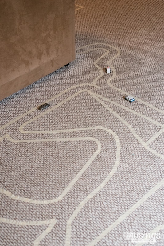 Masking Tape Road - this fun activity for kids is great for keeping kids busy on rainy days